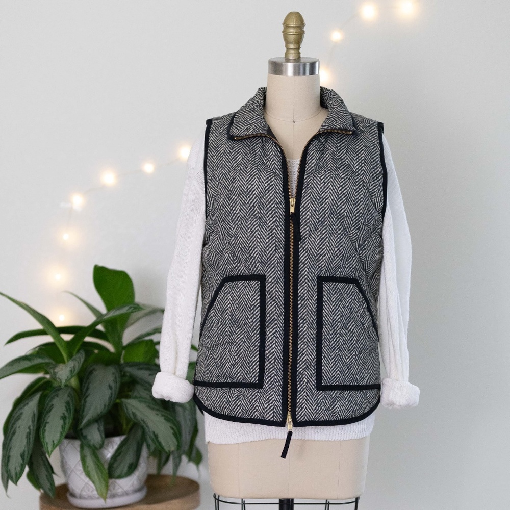 JCrew Herringbone Down Puffer Vest
